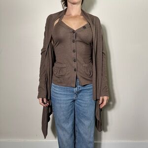 Notice Brown Halter Tank and Sweater Set Fits like size M